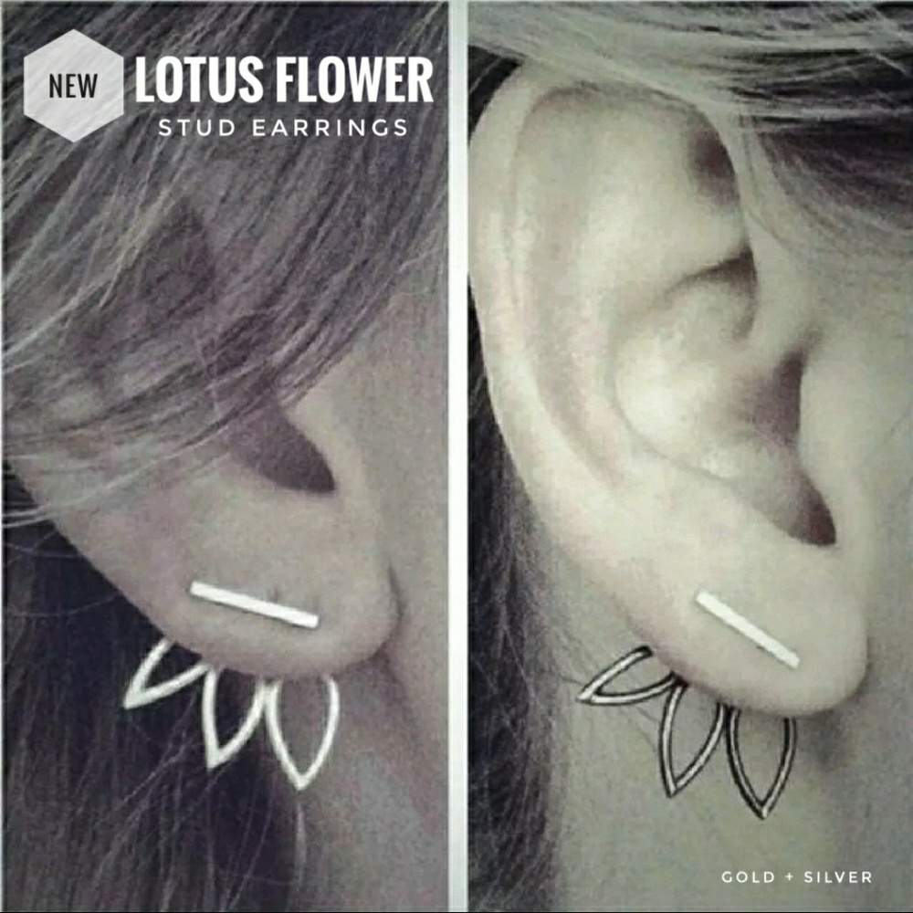 Lotus Flower Earrings - Minimalist Jewelry - Picture 7 of 7